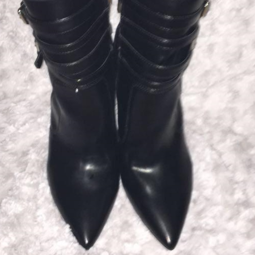 Womens Zip Pointy Toe Formal Ankle Boots High Heel